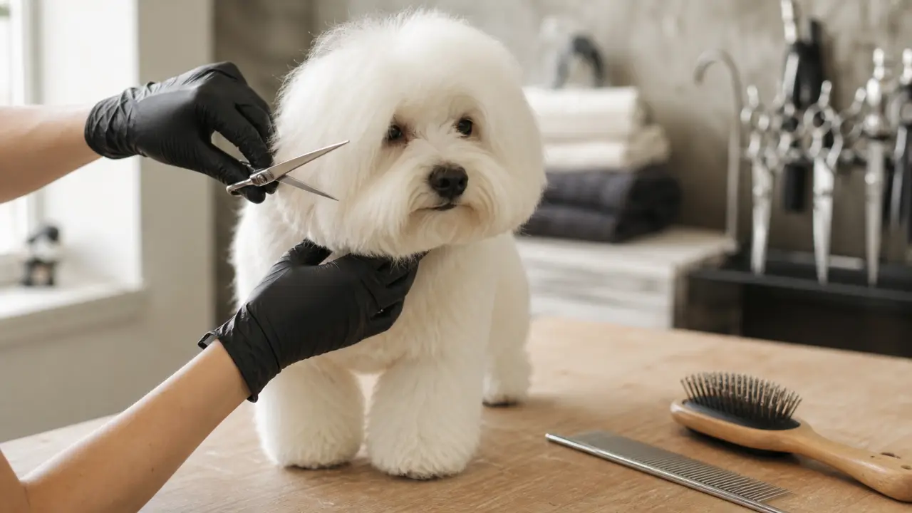 coton de tulear coupe nounours, tête ronde et pelucheux en toilettage