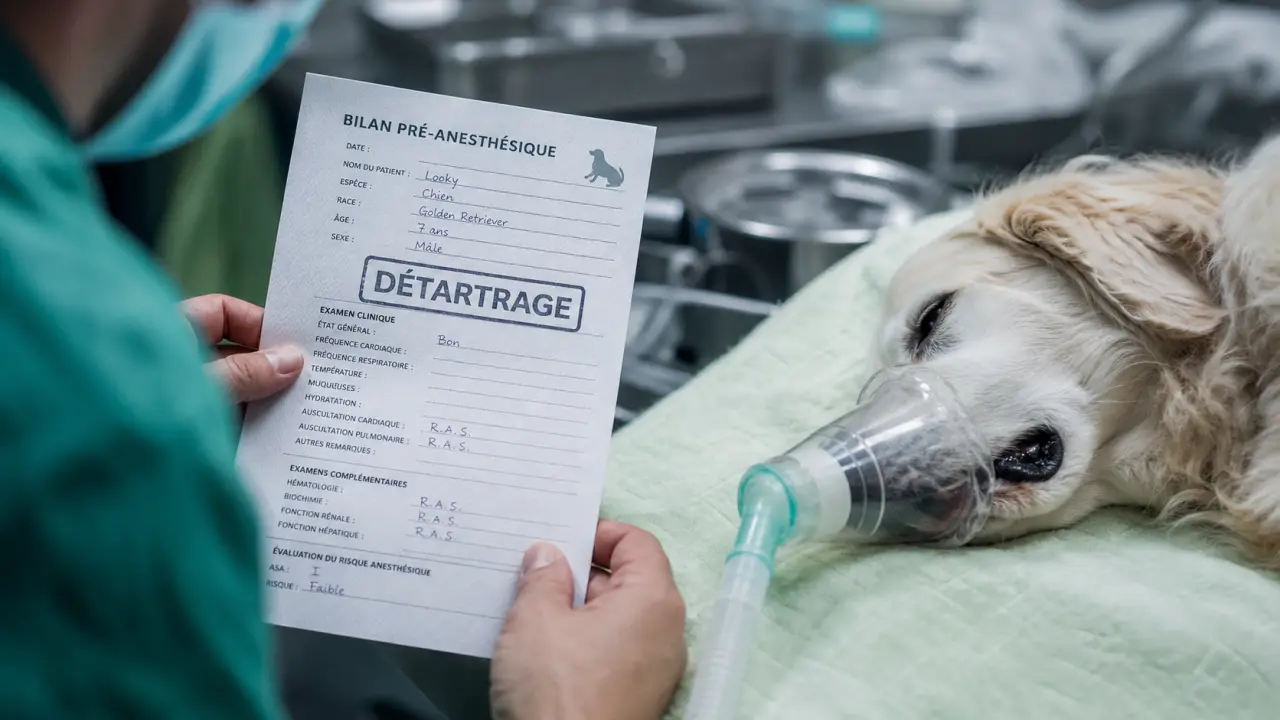 Detartrage chien danger : fiche bilan pré-anesthésie vétérinaire