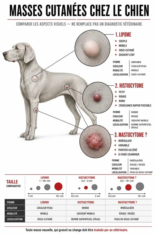 Photos de tumeur chez le chien : comparaison visuelle de masses cutanées chez le chien