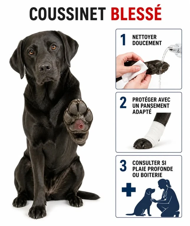 coussinet chien arraché repousse : étapes de soins et cicatrisation d’un coussinet de patte