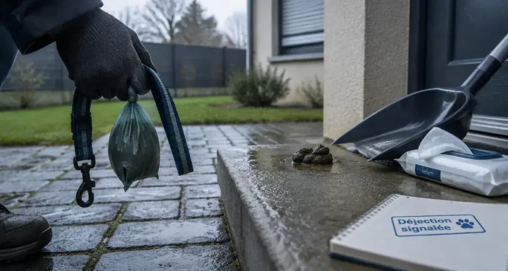 Déjection canine sur propriété privée : la responsabilité dépend du lieu et de la répétition